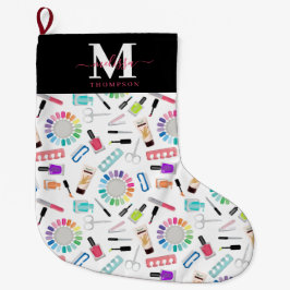 Nails Manicure Pedicure Beauty Salon Monogram Großer Weihnachtsstrumpf