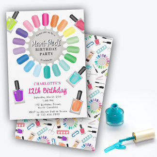Nails Manicure Pedicure Mani Pedi Girls Birthday Einladung