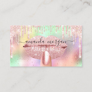 Nails Maniküre Makeup Holograph Lips Glitzer Rose Visitenkarte