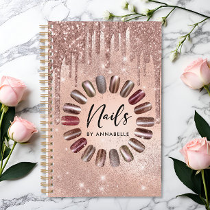 Nails Moderne Rose Gold Glitzer Tropfen Termine Planer