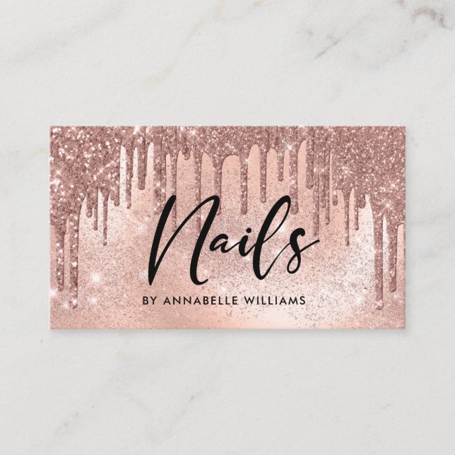 Nails Modernes Rose Gold Visitenkarte (Vorderseite)