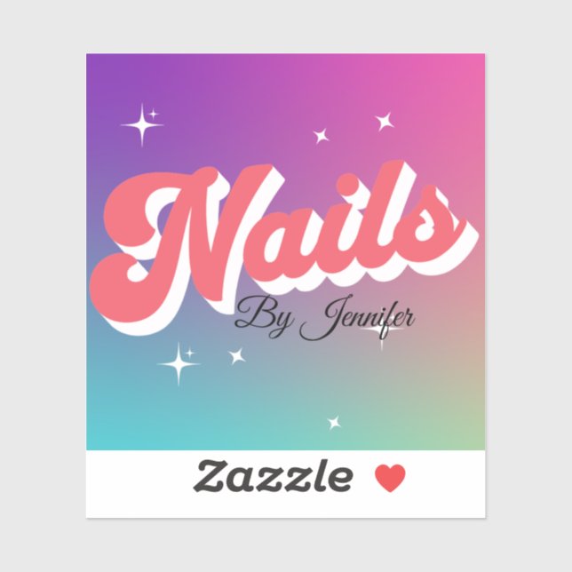 Nails Multicolor Logo Anpassungsname Aufkleber (Blatt)