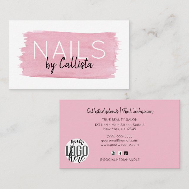 Nails Pinselstrichschrift für Wasserfarben Visitenkarte (Vorne/Hinten)