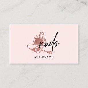 Nails Rose Gold & Black Business Card Visitenkarte