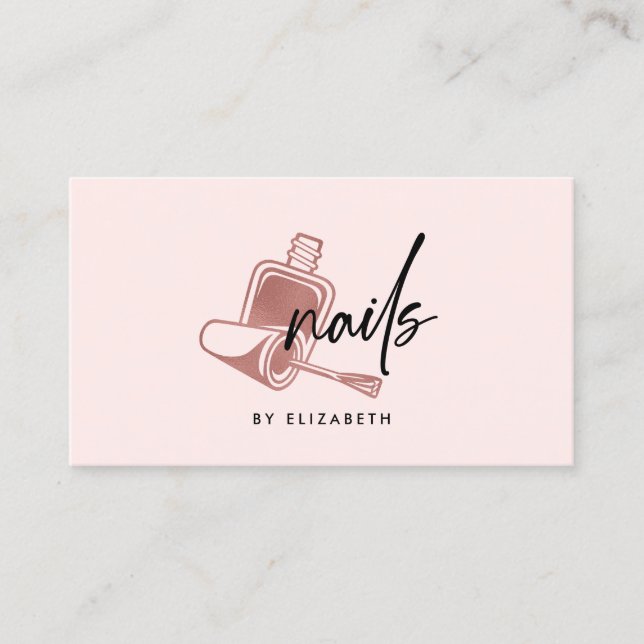 Nails Rose Gold & Black Business Card Visitenkarte (Vorderseite)