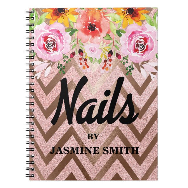 Nails Rose Gold Glitzer Terminplaner Notizblock (Vorderseite)