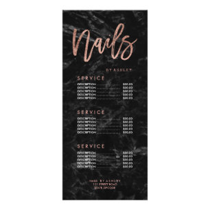 Nails rose or script noir marbre liste de prix