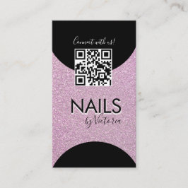 Nails Salon Beauty Artist QR Code Imitate Glitzer Visitenkarte