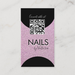 Nails Salon Beauty Artist QR Code Imitate Glitzer Visitenkarte