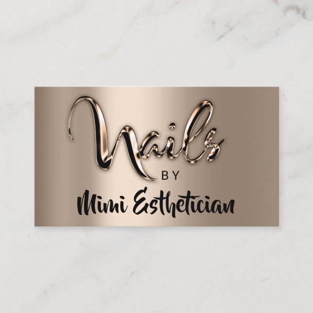 Nails Studio Artist Nails Logo Script Metalik Visitenkarte (Vorderseite)