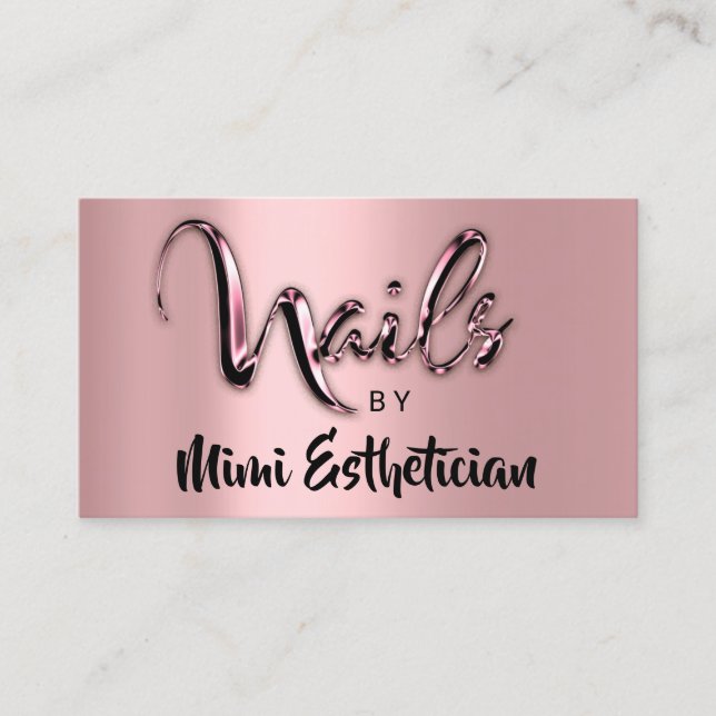 Nails Studio Artist Nails Logo Script Rosa Rose Visitenkarte (Vorderseite)