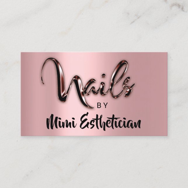 Nails Studio Artist Nails Logo Script-Rose braun Visitenkarte (Vorderseite)