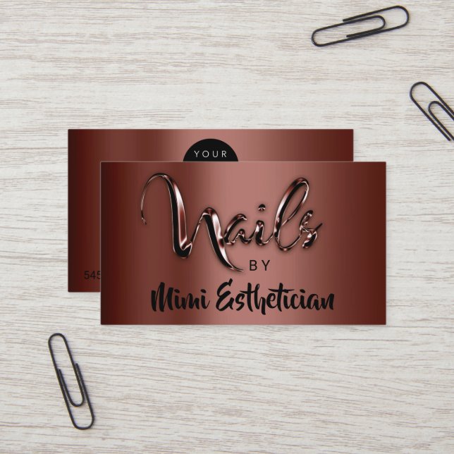 Nails Studio Artist Nails Logo-Skript Brown VIP Visitenkarte (Vorderseite/Rückseite Beispiel)