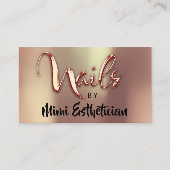 Nails Studio Artist Nails Script Logo Gold Rose Visitenkarte (Vorderseite)