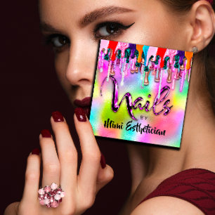 Nails Studio Artist Nails Script Logo Holograph Quadratische Visitenkarte