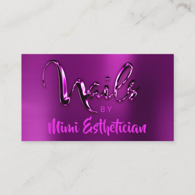 Nails Studio Artist Nails Script Logo Pink Berry Visitenkarte (Vorderseite)