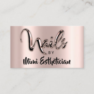 Nails Studio Artist Nails Script Logo Rose Metalik Visitenkarte