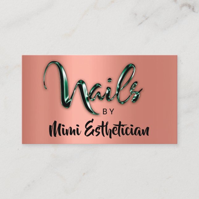 Nails Studio Artist NailsScript Rose Greenery Visitenkarte (Vorderseite)