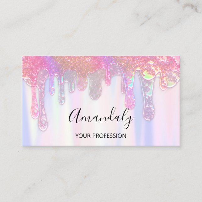 Nails Studio Beauty Creative Logo Tropfen Holograp Visitenkarte (Vorderseite)