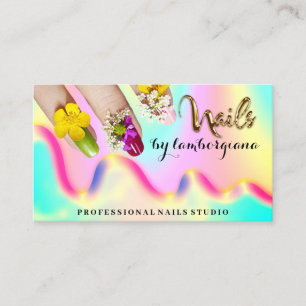 Nails Studio Logo Holograph QR Code Mermaid Gold Visitenkarte