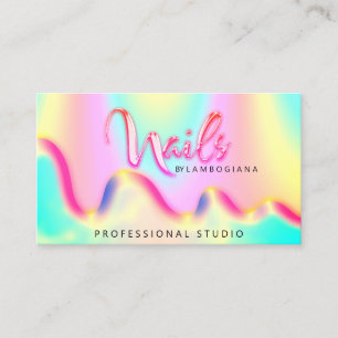 Nails Studio Logo Holograph QR Code Unique Visitenkarte