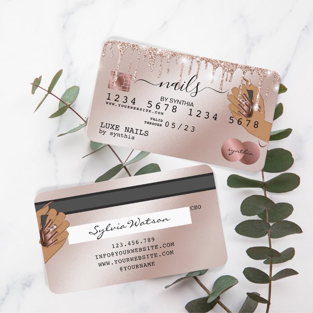 Nails Techniker Kreditkarte Styling Rose Gold Trop Visitenkarte (Von Creator hochgeladen)