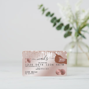 Nails Techniker Kreditkarte Styling Rose Gold Trop Visitenkarte
