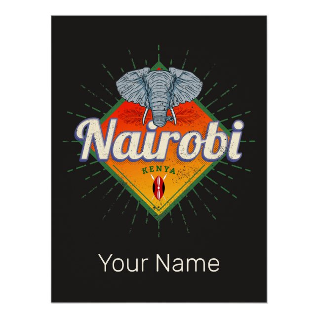 Nairobi Hauptstadt Kenya Elephant Vintages Afrika Poster (Vorderseite)
