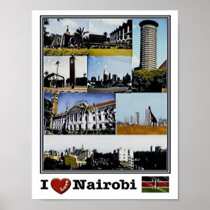 Nairobi - I Liebe Mosaic - Skyline - Panorama Poster