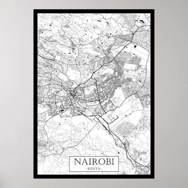 Nairobi Kenia Karte Poster (Vorne)