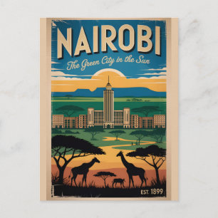 Nairobi Kenia Retro-Reiseplakat-Kunst Postkarte