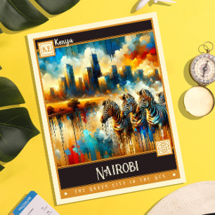 Nairobi, Kenia Vintage-Gemälde Postkarte