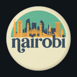 Nairobi Kenya City Skyline Retro City Art Magnet<br><div class="desc">Vintages und retro City Design mit wunderschöner Skyline, touristischer Attraktion und Stadtbild. Cooler Wolkenkratzer und Gebäude Silhouette Illustrationen für Touristen und Reisende. Ideal als Souvenir, um Zuhause zu bringen, wenn Sie durch die Welt reisen. Rett die Erinnerung an deine Reise und Ferien mit Familie und Freunden. Die Hintergrundfarbe kann auf...</div>