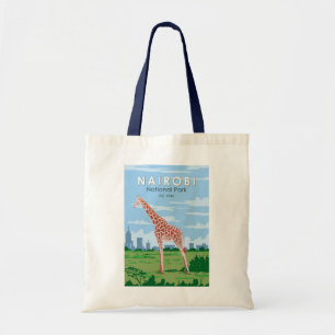 Nairobi Nationalpark Giraffe Reise Kunst Vintage Tragetasche
