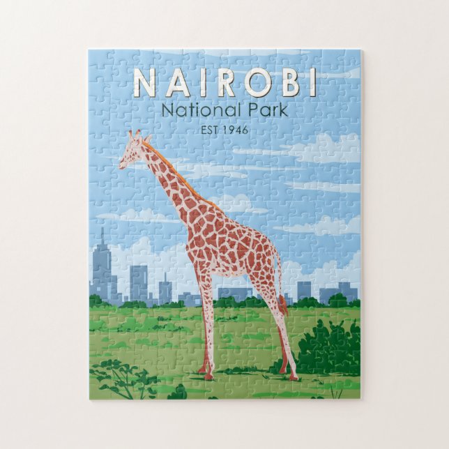Nairobi Nationalpark Giraffi Wandern Vintag (Vertikal)