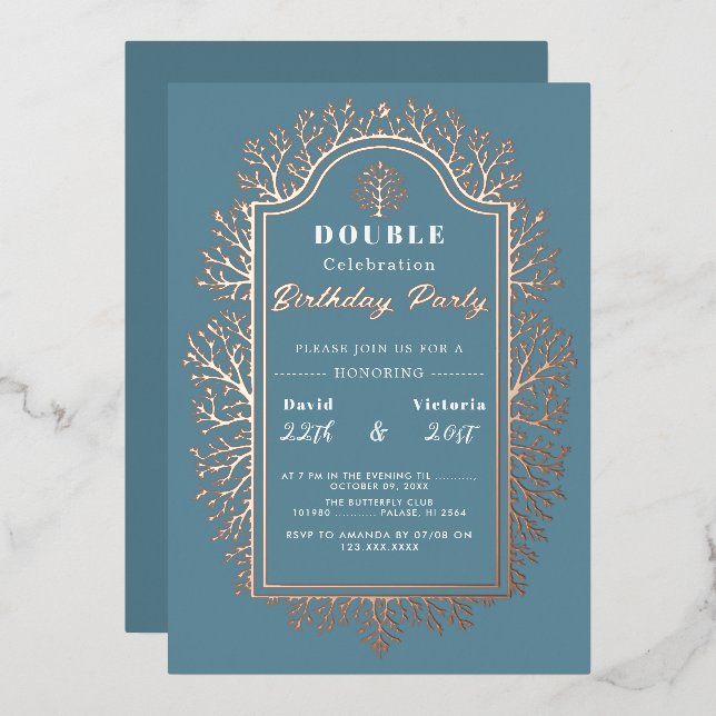Naissance bleue.. Carte de vacances Foil Double Ce (Recto/Verso)
