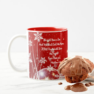 Naissance de Jésus NoëlArt de la Mug Rouge/Blanc