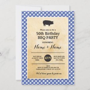 Naissance du barbecue à tout âge Invitation en boi