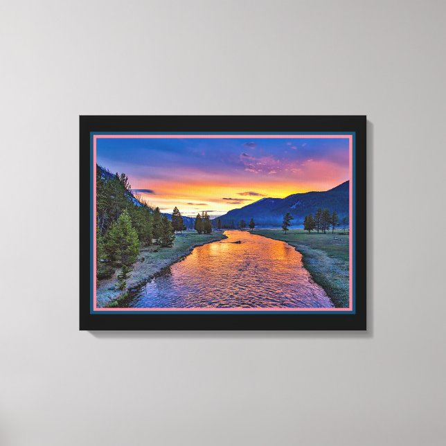 Naissance du soleil sur la toile de paysage fluvia (Recto)