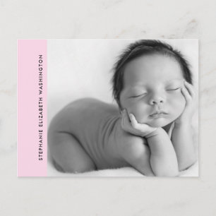 Naissance simple rose bébé B/W Faire-part photo