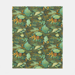 Naive Art Lush Garden Tapestes in Grün und Blau Fleecedecke