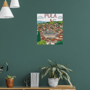 Naïve Art Pula Arena Druck – Historisches Wahrzeic Poster