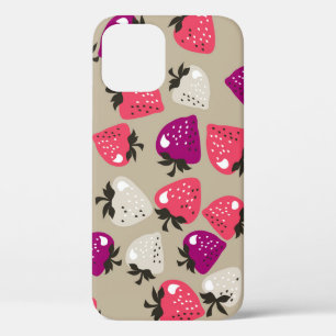 Naive Erdbeeren: Nahtloser Beige-Hintergrund. Case-Mate iPhone Hülle