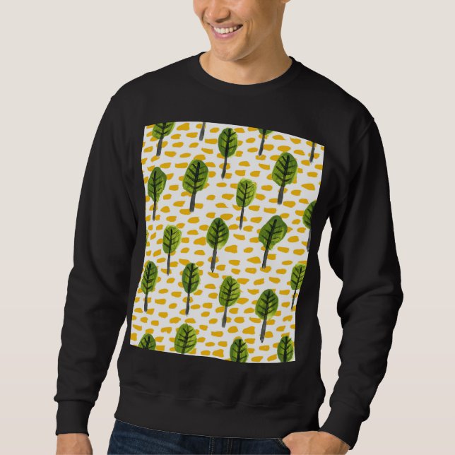Naive Green Black Tree Muster Sweatshirt (Vorderseite)