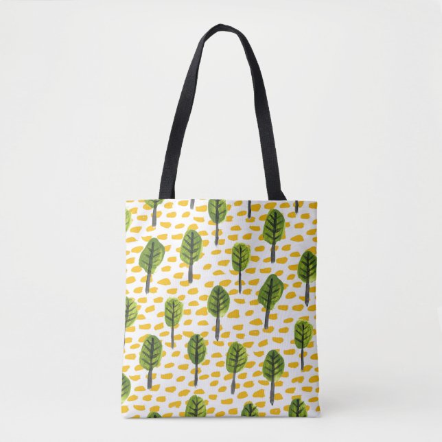 Naive Green Black Tree Muster Tasche (Vorderseite)