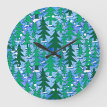 Naive Kunst Winter Fichtenwald Grün Blau