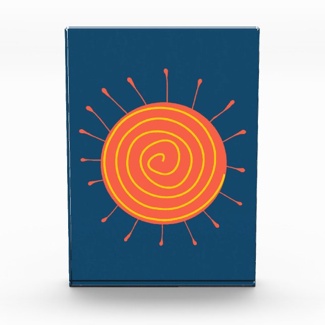 Naive Sun Dunkelblau Hintergrund Fotoblock (Vorderseite)