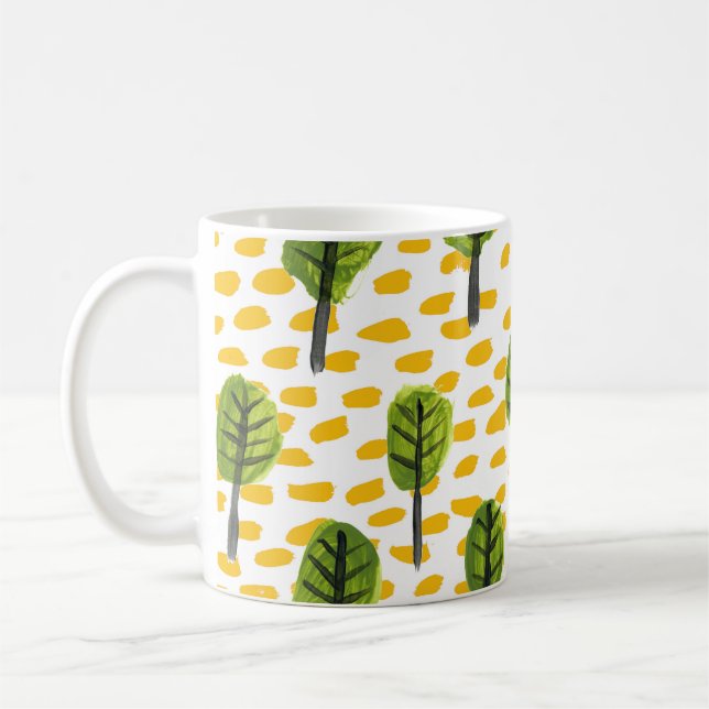 Naiver grüner Schwarzbaum-Muster Kaffeetasse (Links)