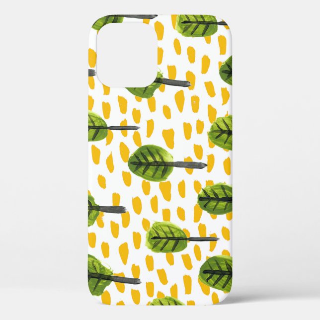 Naiver grüner schwarzer Baum Muster Case-Mate iPhone Hülle (Rückseite)