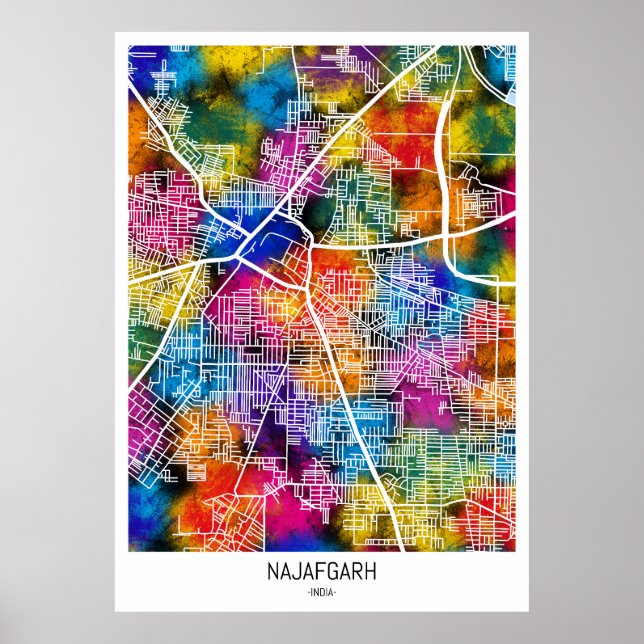 Najafgarh Delhi City Map Poster (Vorne)